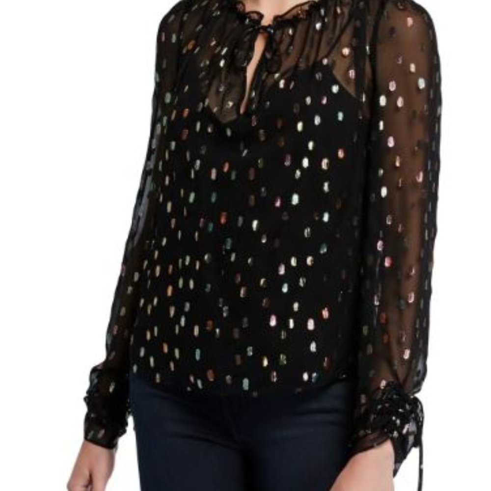 DVF Lilian Metallic Long-Sleeve Top